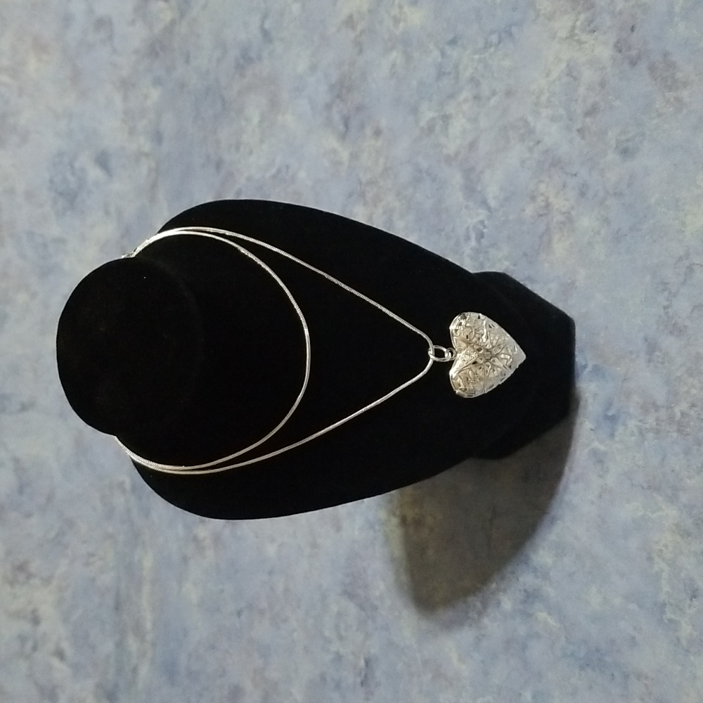 Sterling Silver Heart Locket on Snake Chain